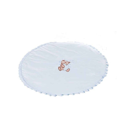 Mobiles Beistellbett mit Rollen Komplett Krabbeldecke Teddy Blau - babyhafen.de 