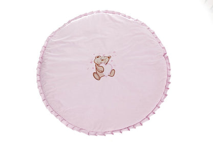 Beistellbett mit Rollen komplett inkl. Krabbeldecke Teddy rosa - babyhafen.de 