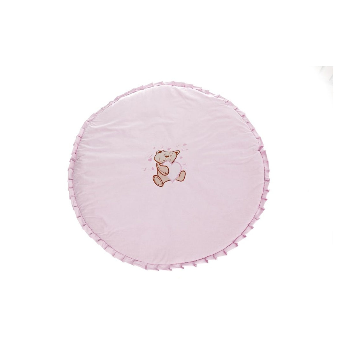 Runde Baby Spieldecke aus Baumwolle mit Teddybär und Schmetterlingen in Rosa