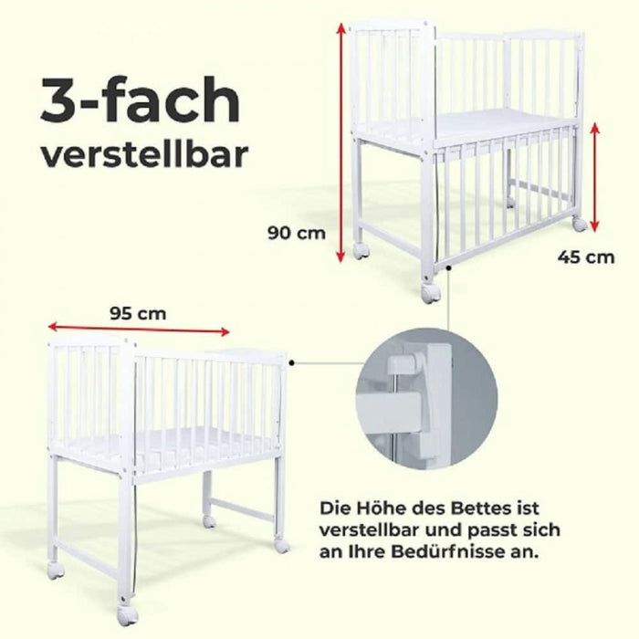 Babyhafen Baby Beistellbett mit Matratze Nestchen Grün - babyhafen.de 