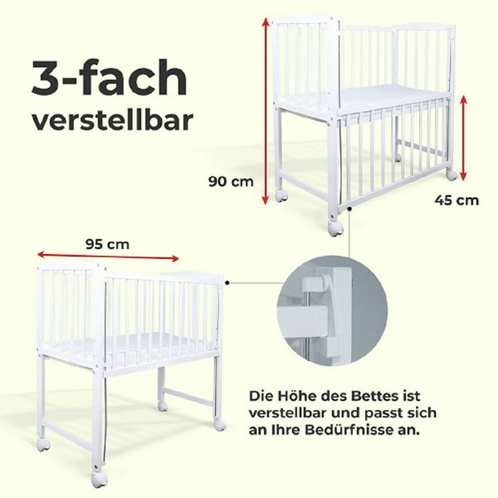 Mobiles Beistellbett komplett inkl. Krabbeldecke Weiß - babyhafen.de 