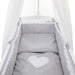 Mobiles Beistellbett Set 90x40 mit Rollen komplett Herzen grau - babyhafen.de 