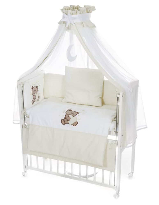 Beistellbett mit Rollen komplett inkl. Krabbeldecke Teddy Creme - babyhafen.de 