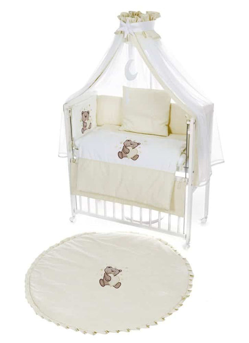 Beistellbett mit Rollen komplett inkl. Krabbeldecke Teddy Creme - babyhafen.de 