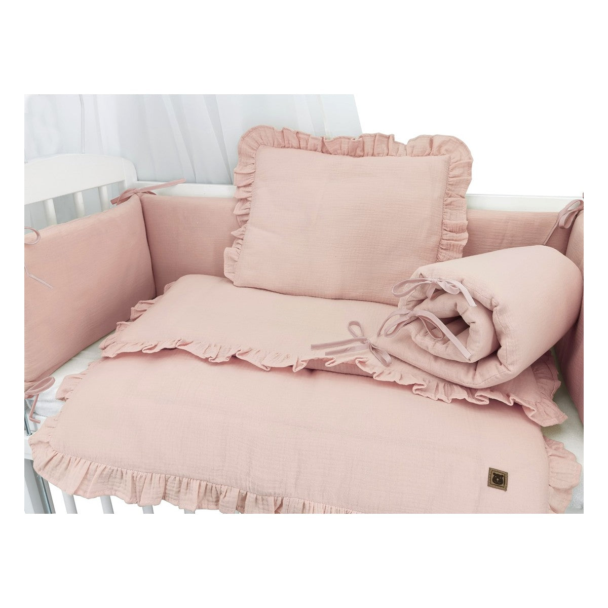 Beistellbett 3in1 90x40 – Matratze & Musselin-Set Rosa | Babyhafen - babyhafen.de 