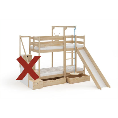 Etagenbett Spassinsel Abenteuer 200x90 mit Rutsche, Treppe & Stauraum aus Massivholz