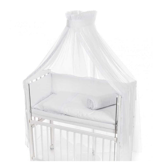 Elegante Babybettwäsche in Weiß mit Spitze und Chiffon-Baldachin – Komplettset für Beistellbett