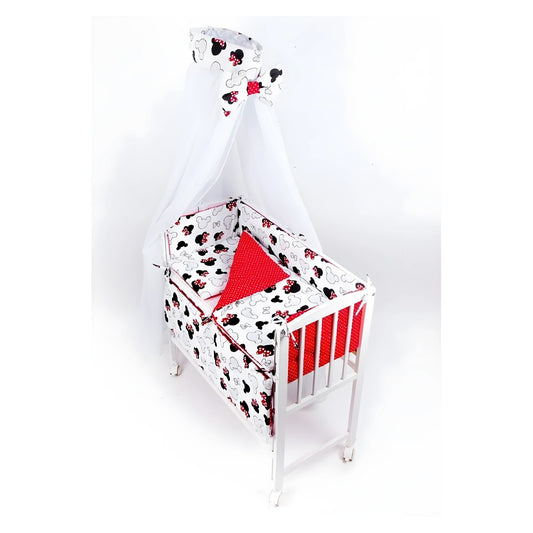 Babybettwäsche mit roten Schleifen – elegante Details für Beistellbett