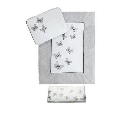 4-tlg. Kinderbettwäsche 90×70 Schmetterlinge Grau - babyhafen.de 