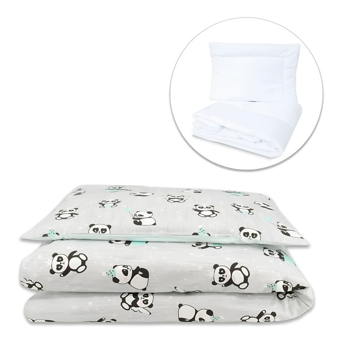 Baby Bettwäsche Set 4-tlg. – Panda-Motiv – Baumwolle mit Füllung - babyhafen.de 
