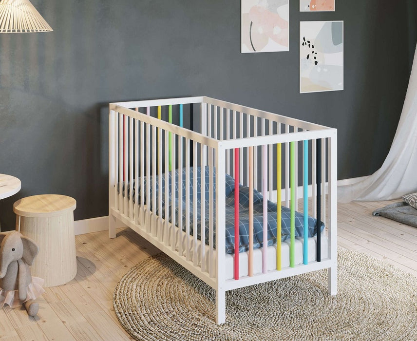 Regenbogen Babybett 60×120 cm mit Matratze - babyhafen.de 