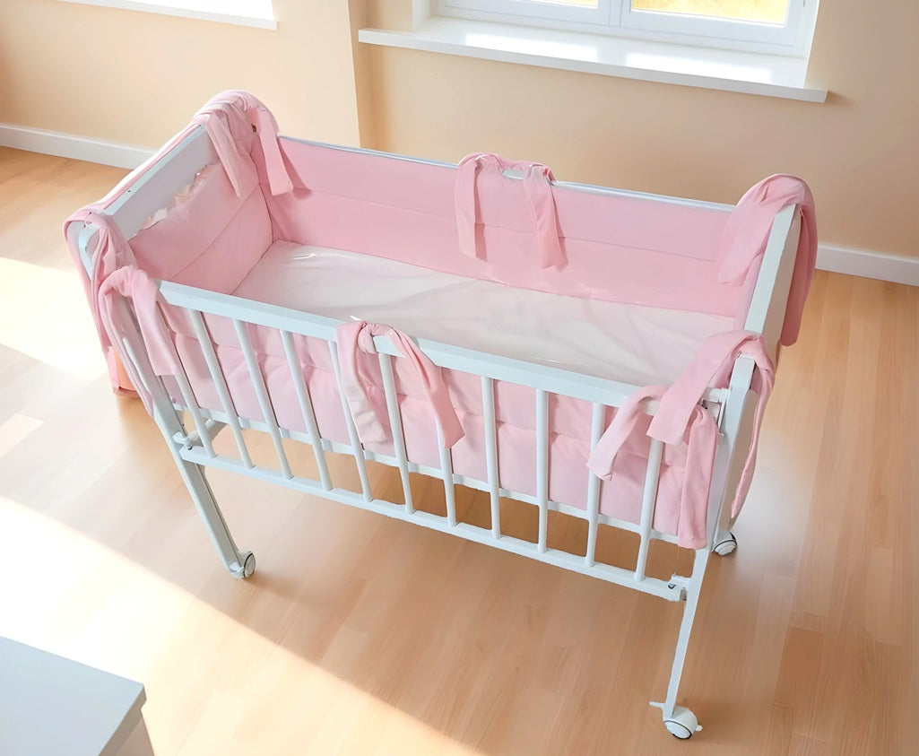 Beistellbett Set Baby – Matratze & Nestchen in Rosa, Velvet - babyhafen.de 
