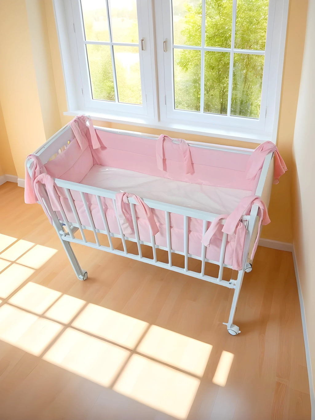 Beistellbett Set Baby – Matratze & Nestchen in Rosa, Velvet - babyhafen.de 