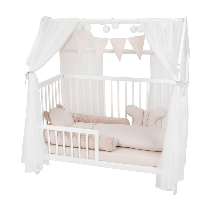 Royal Beige Komplett 2in1 Hausbett mit Schutzgitter - babyhafen.de 