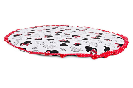 Spielmatte mit Rüschen Krabbeldecke Minnie rote Schleifen - babyhafen.de 