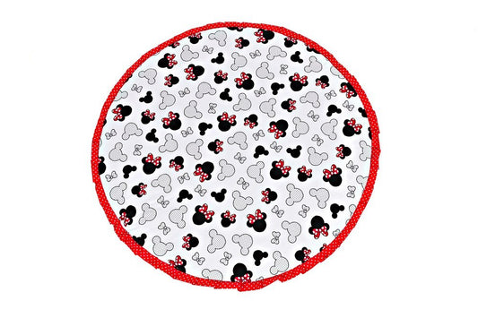 Spielmatte mit Rüschen Krabbeldecke Minnie rote Schleifen - babyhafen.de 