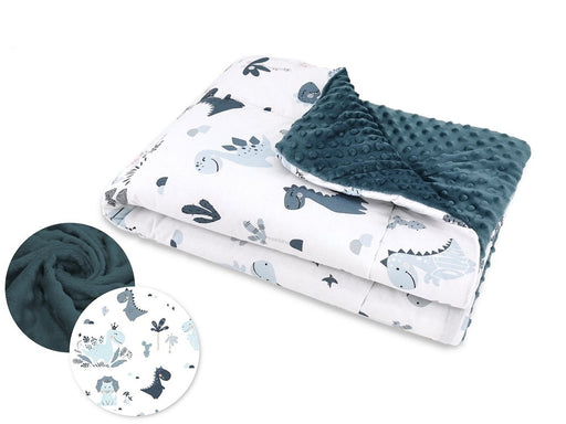 Babydecke Minky Steppdecke Kuscheldecke DINO, blau - babyhafen.de 