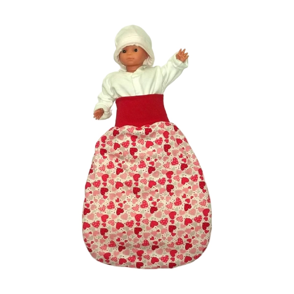 Strampelsack_6_12_Monate_Babyschlafsack_mit_rotem_Buendchen_und_Herzchenmuster_babyhafen