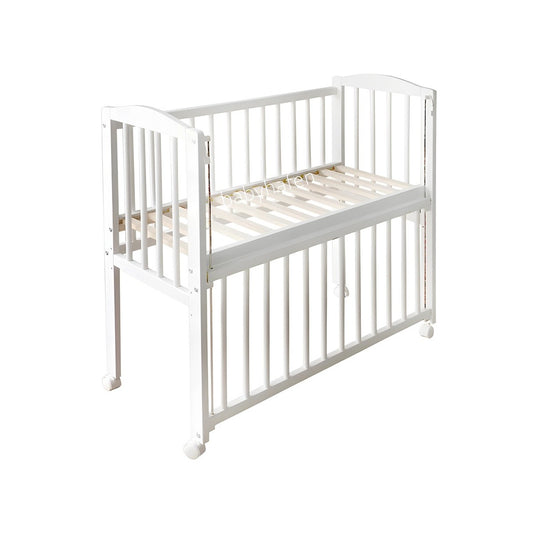 Beistellbett 90x40 Weiß – Komplettset mit Matratze, Rollen, boxspring-geeignet - babyhafen 