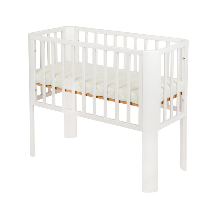 Babyhafen Beistellbett 2in1, weiß, mit Aloe vera Matratze - babyhafen.de 