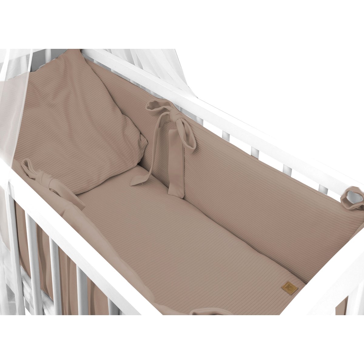 Beistellbett für Babys mit Sweater Soft Textil-Set in Mokka