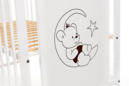 Komplettbett 120 × 60 Babybett Teddy auf dem Mond, rosa - babyhafen.de 