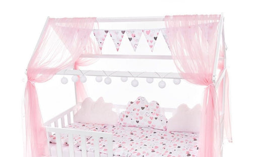 Tüll-Set für Hausbett Herzen Rosa - babyhafen.de 