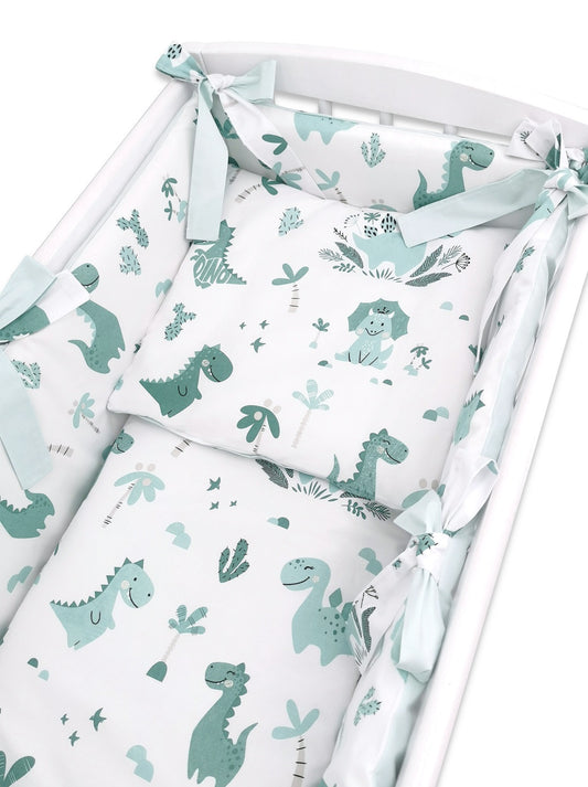 Beistellbett Baby komplett – Dino in Grün, 6-tlg. Set mit Matratze - babyhafen.de 