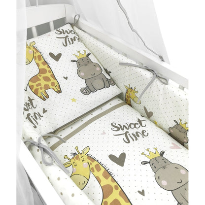 Bettwäsche Set Baby mit Tiermotiven Zoo-Design Beige für Beistellbett 90x40 cm