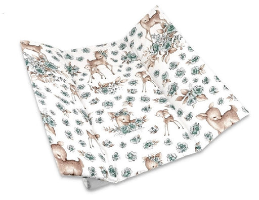 Wickelauflage 75×75 cm weiß Baumwolle Rehe flaschengrün - babyhafen.de 