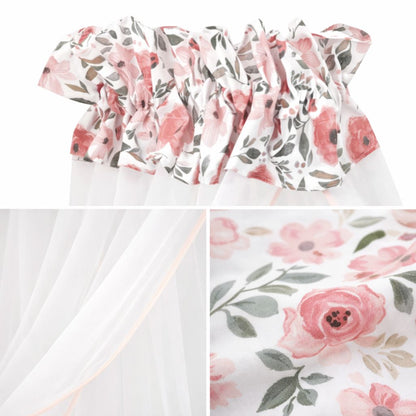 Baby Betthimmel für Wiege und Beistellbett mit Blumenabschluss