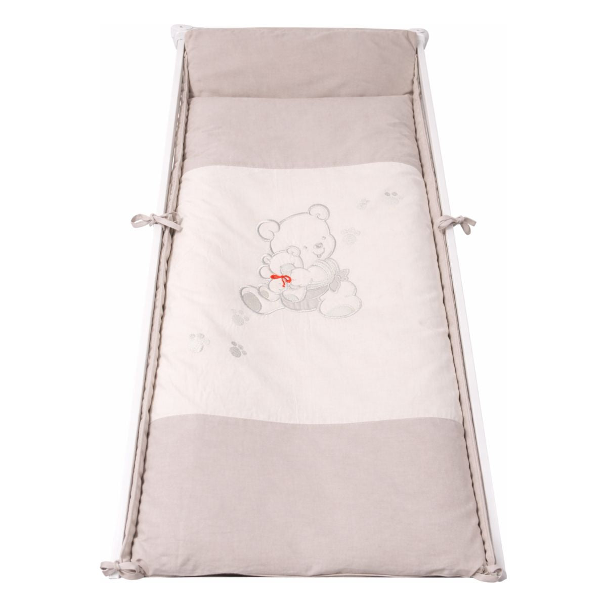 Baby Bettwäsche Set mit Bären Stickerei 40x90 aus Baumwolle