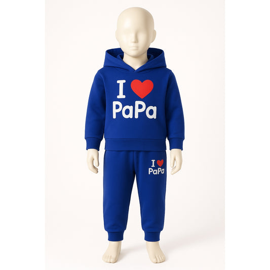 Babyhafen 2er-Set I Love Papa – blauer Babyanzug mit Kapuzenpullover