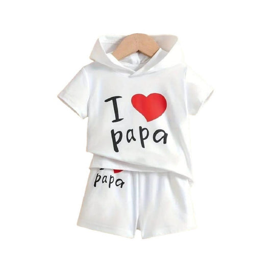 Baby Sommer Set I Love Papa Weiß 2-teilig 9-12 Monate