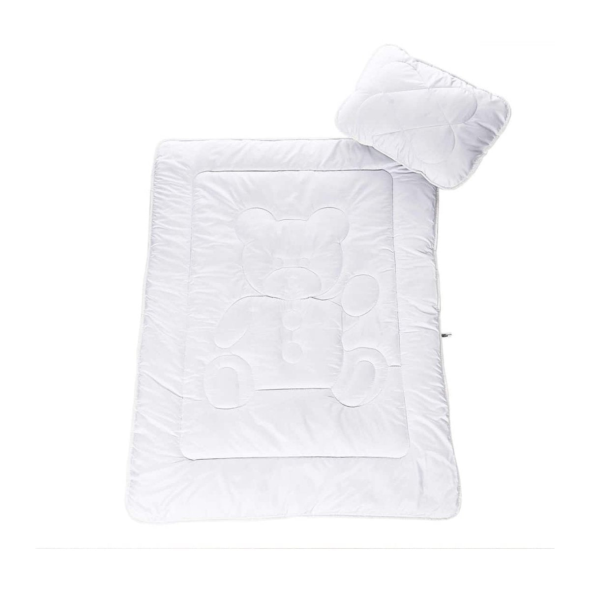 Weiße Baby Steppdecke 100x135 cm mit Kopfkissen 40x60 cm