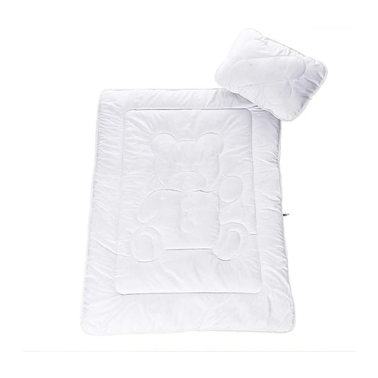 Baby Steppdecke 100x135 cm mit Kissen 40x60 cm, weiß, Set für Kinderbett