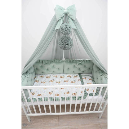 Elegantes Babybett 60x120 Grün mit kompletter Ausstattung