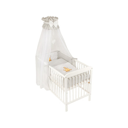 Babybett 60x120 Weiß mit Bettwäsche Set Giraffe Grau im Kinderzimmer