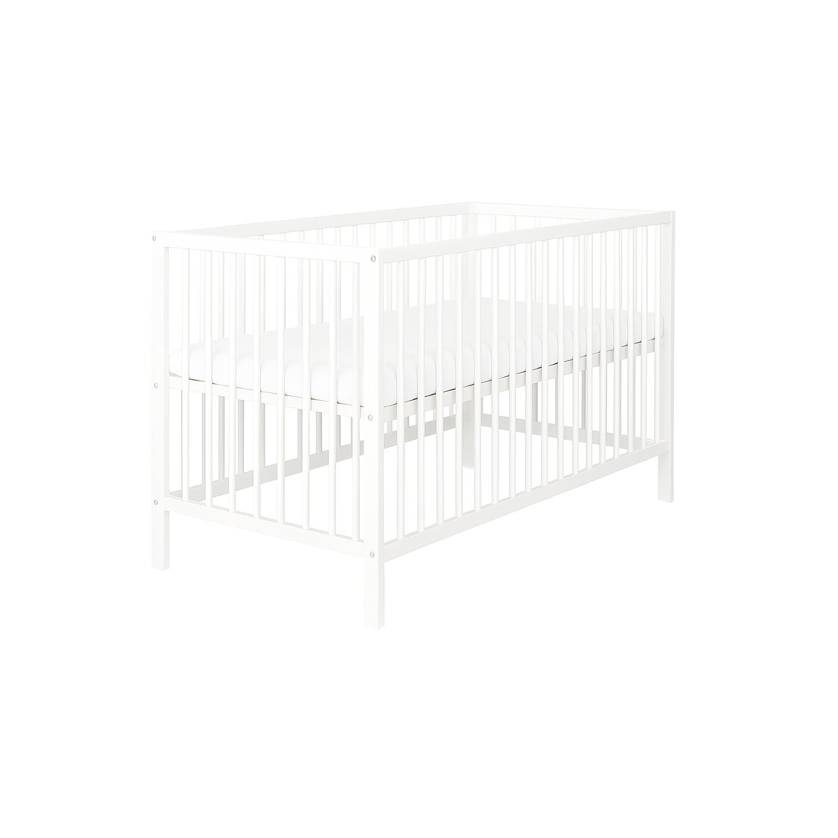 Weißes Babybett Pino 60x120 inklusive Matratze