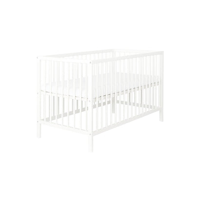 Weißes Babybett Pino 60x120 inklusive Matratze