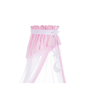 Babybett Baldachin Rosa mit Stern und Mond Dekoration für Babybett 60x120