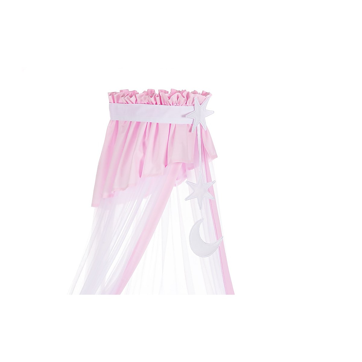 Babybett Baldachin Rosa mit Stern und Mond Dekoration für Babybett 60x120