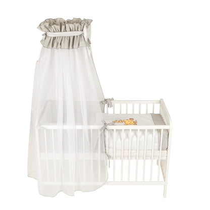 Babybett 60x120 Weiß mit Bettwäsche Set Giraffe Grau im Kinderzimmer