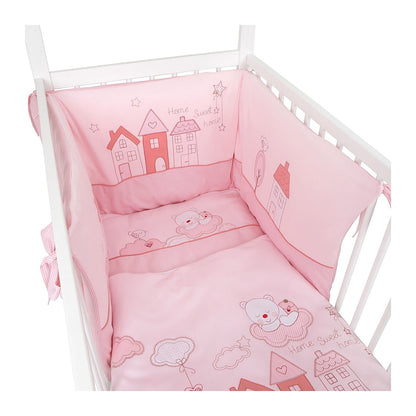 Rosa Nestchen für Babybett mit Home Sweet Home Motiv Detailansicht