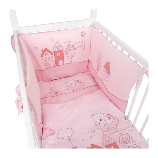 Rosa Nestchen für Babybett mit Home Sweet Home Motiv Detailansicht