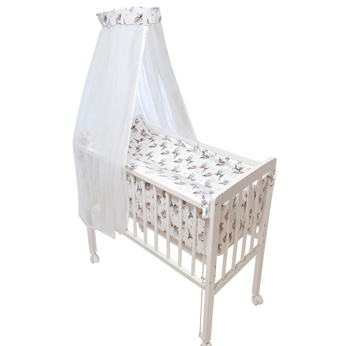 Beistellbett mit Bettwäsche im Design Pariser Tierfreunde – Komplettset von Babyhafen