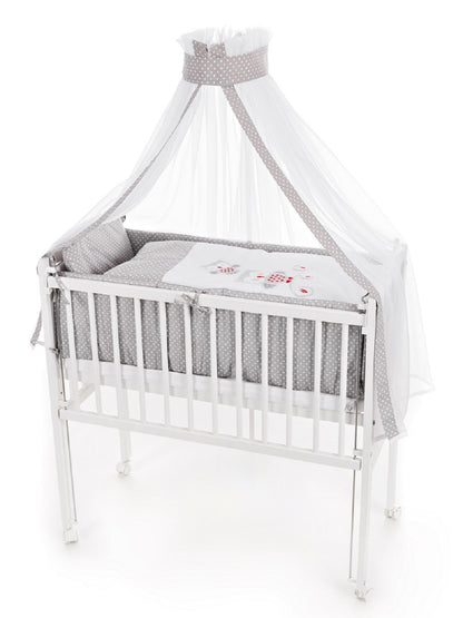 Beistellbett mit Matratze & Nestchen – Eulenmotiv Grau - babyhafen.de 