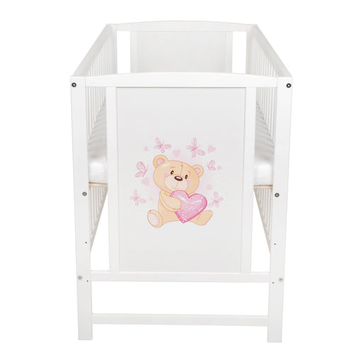 Babybett Teddybär - Herzen Rosa 60 × 120 cm mit Matratze - babyhafen.de 