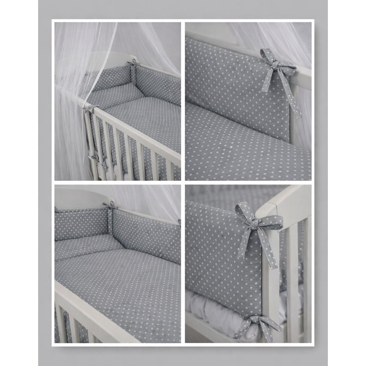 Komfortables und pflegeleichtes Babybettwäsche-Set mit Nestchen und Baldachin