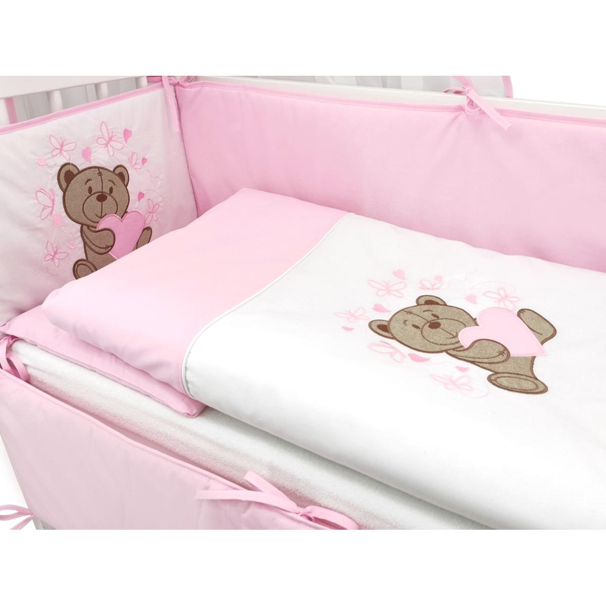 Beistellbett für Mädchen mit rosa Bezug und Bärchen-Dekor